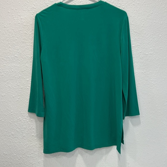 Ellen Tracy green gold zipper 3/4th sleeve blouse top for women - Picture 7 of 9